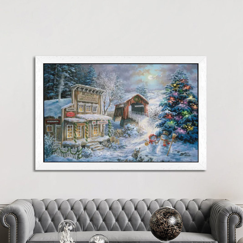 Country Shopping by Nicky Boehme - Floater Frame Painting on Canvas, 66.04 cm H x 45.72 cm W, White