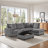 Sperling Sectional Sofa with Right-Facing Chaise Dark Gray Corduroy Fabric 107 Inches