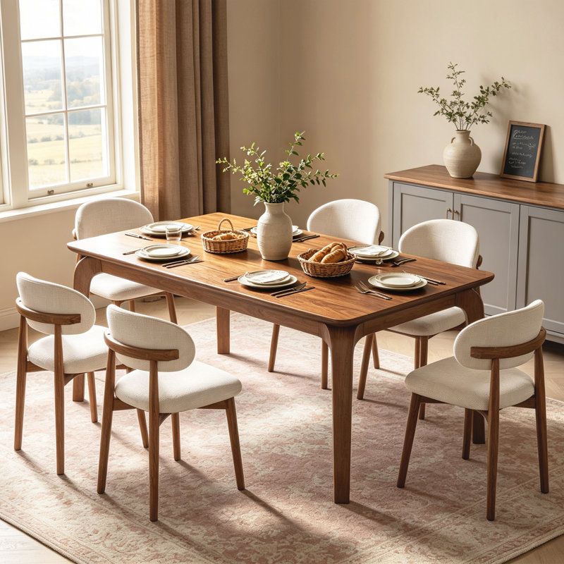 Table de salle à manger rectangulaire en bois massif pour la cuisine et la salle à manger (chaises non comprises)