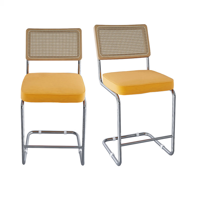 Ensemble de 2 tabourets Ivy Bronx, Jaune
