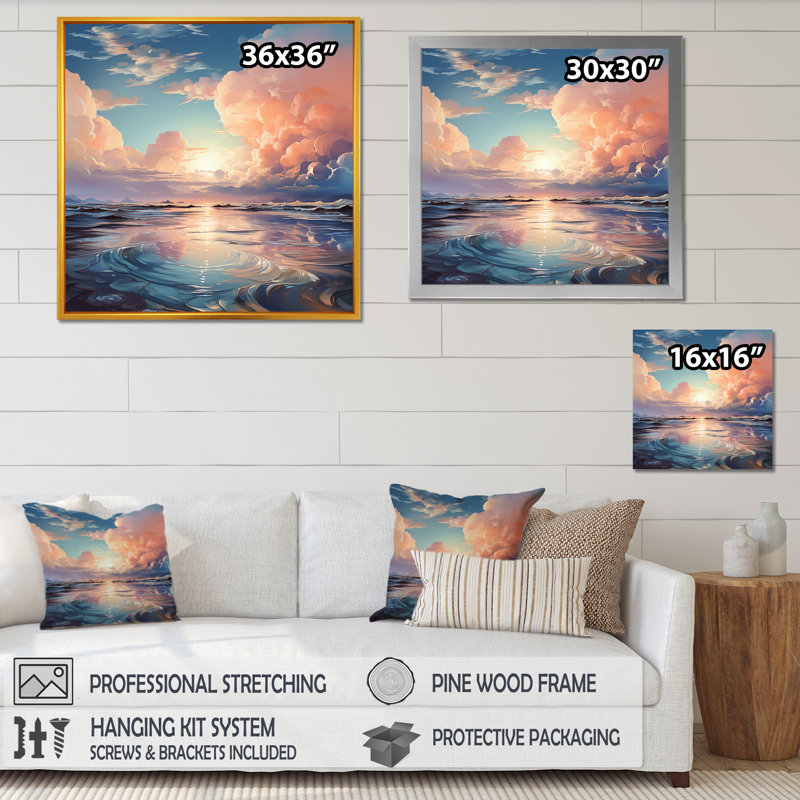 «Clouds Charm», impression sur toile, Cadre simple blanc, H 24 po x l 24 po x P 1 po