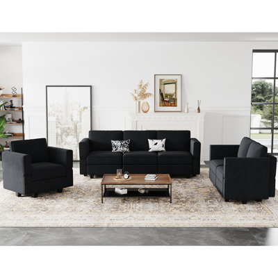 Ensemble de canapé modulaire en velours Ridoy