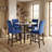 5 Pieces 35.4" Modern Style Round Faux Marble Counter Height Dining Table Set, Extendable Folding Kitchen Dining Table Set For 4 With 4 Velvet Upholstered Dining Chairs-721896043