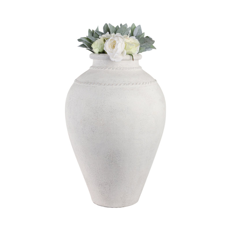 Handmade Clay Floor Vase, Ivory