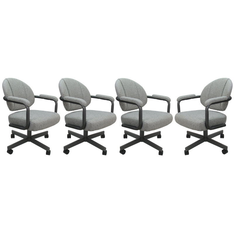 4 chaises de salle à manger pivotantes en métal - Style M-70, 4, Vinyle gris, gris