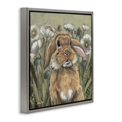 Lapin dans un cadre flottant coquelicot