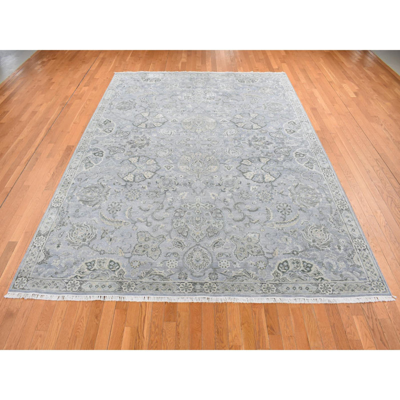Tapis gris nouvel âge en laine 9 pi x 12 pi Tabris