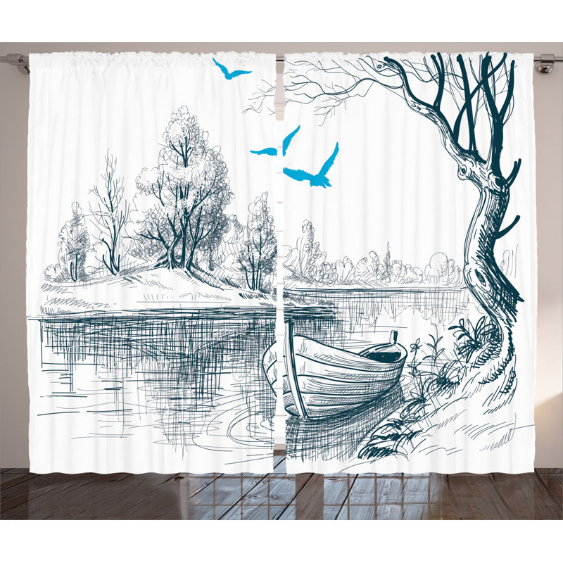 Landscape Semi-Sheer Rod Pocket Curtain Panels, 54" x 96"