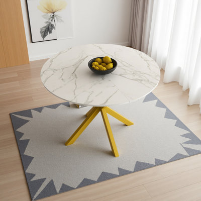 Table de salle à manger rétractable, table de salle à manger ronde, table de salle à manger extensible, base en acier au carbone pour 6 personnes, (étendue de 42 po à 58 po)