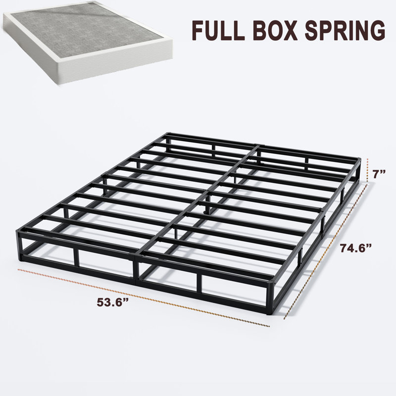 7 Inch Standard Profile Box Spring Only with Fabric Cover Mattress Foundation Easy Assembly, Full