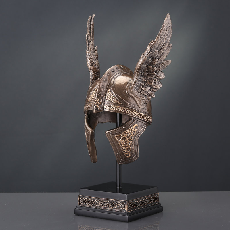 Figurine en bronze coulé à froid 9,45 pouces de hauteur avec casque Odin
