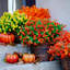 Paquet de 12 fleurs artificielles pour maman - Plantes d'extérieur en soie résistantes aux rayons UV (rouge-orange)