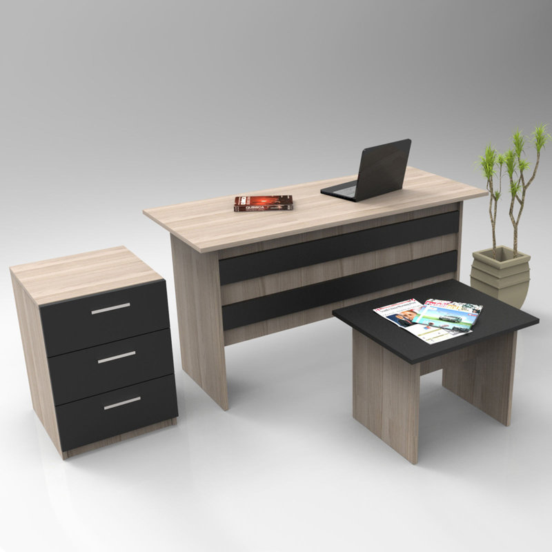 3 pcs. Burce office set, Oak Black
