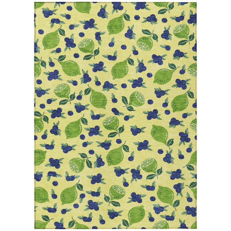 Machine Washable Indoor/Outdoor Bourkelands ACN2354 Fruits Rug, Rectangle 2'6" x 3'10"