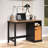 SOLID WOOD DESK IN BLACK & NATURAL HONEY
