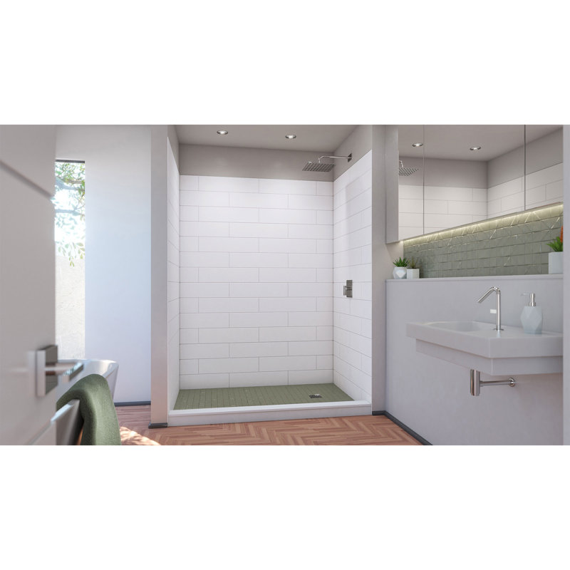 DreamStone 42" x 62" White Acrylic Modern Subway Shower Wall Kit