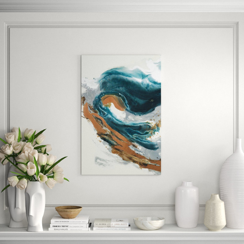 Silvery Wave I Painting by Samuel Kane, Glass Coat, 36" H x 24" W x 1.5" D