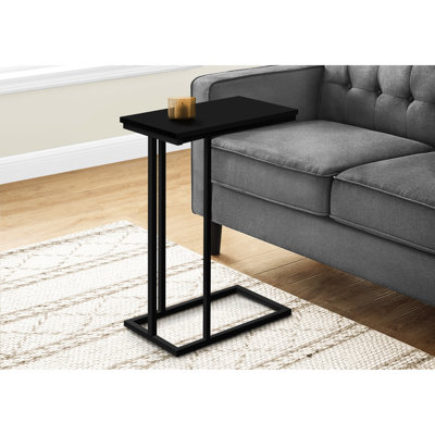 Table d'appoint avec plateau en stratifié noir pour le salon, la chambre à coucher et le bureau en métal
