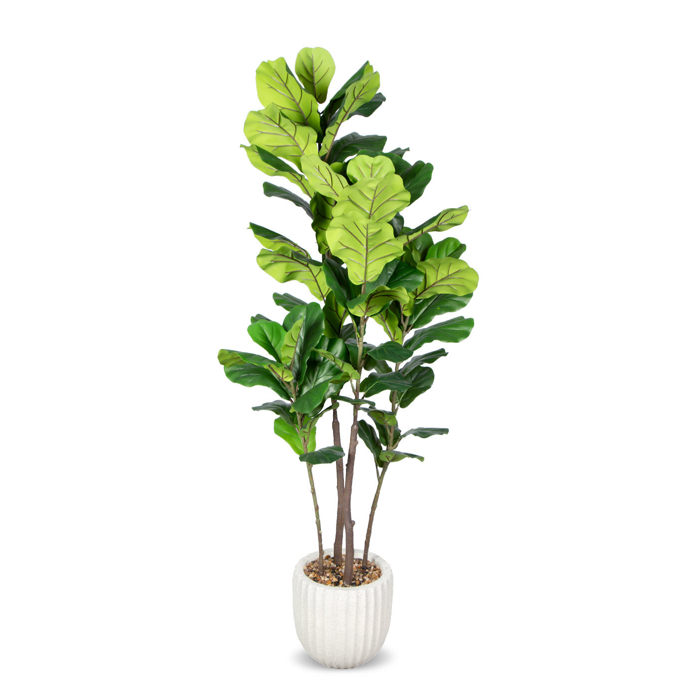 Primrue Faux Botanical Fiddle Leaf Tree Potted in a Beige Fiberglass ...