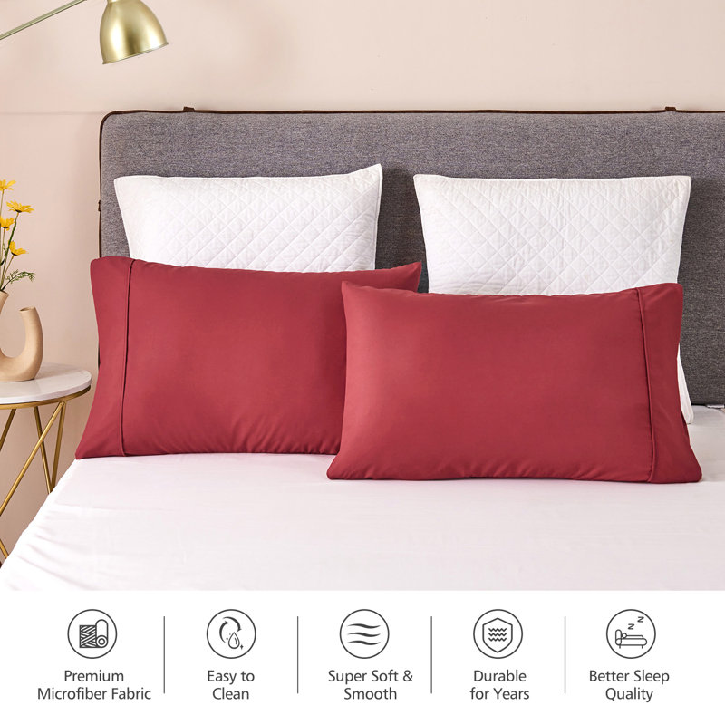 Microfiber - Set of 2, Burgundy, Queen