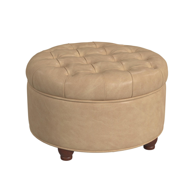 Lona Faux Leather Ottoman, Lona Tan Faux Leather 