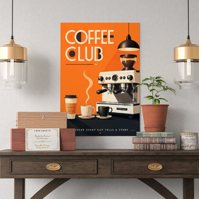 Canvas Wall Art Coffee Club Espresso Machine Art Print Poster Vintage Poster Print Home Decor