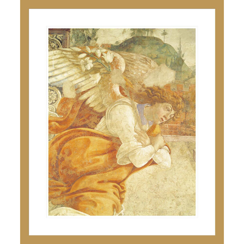 Le détail de l'Annonce de l'Archange Gabriel de San Martino della Scala par Sandro Botticelli - Estampe numérique encadrée