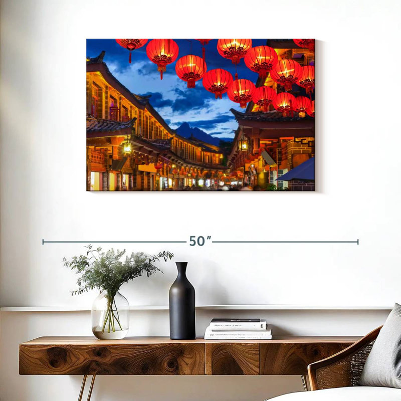 Ravi sur la rue Lijiang, H 24 po x l 36 po