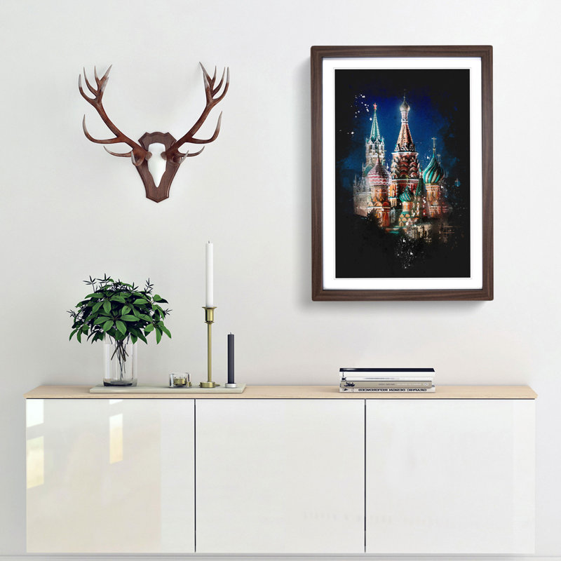 The Kremlin in Moscow Russia - Framed Print, 87cm H x 62cm W x 2cm D, Walnut Framed
