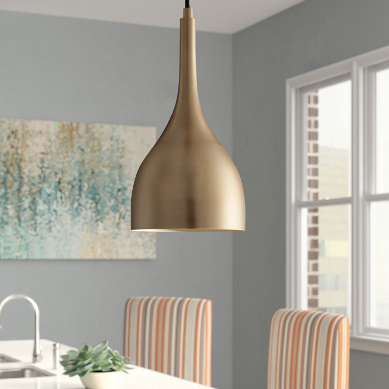 Bellingham 1 - Light Single Pendant, 13.25" H x 6.75" W x 6.75" D, Burnished Brass