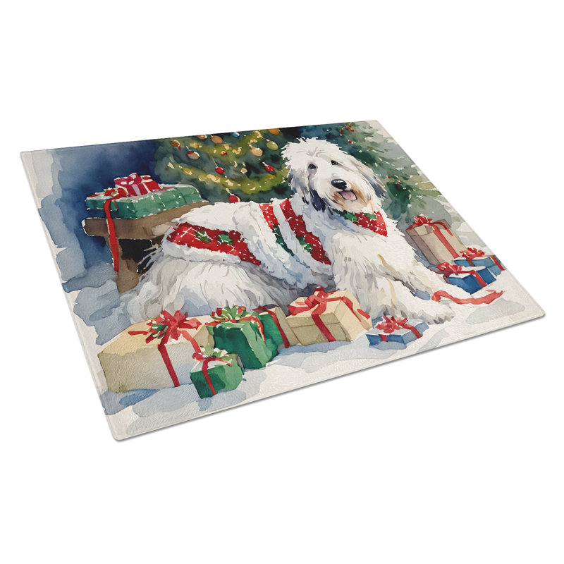Grande planche à découper Old English Sheepdog Cozy Christmas