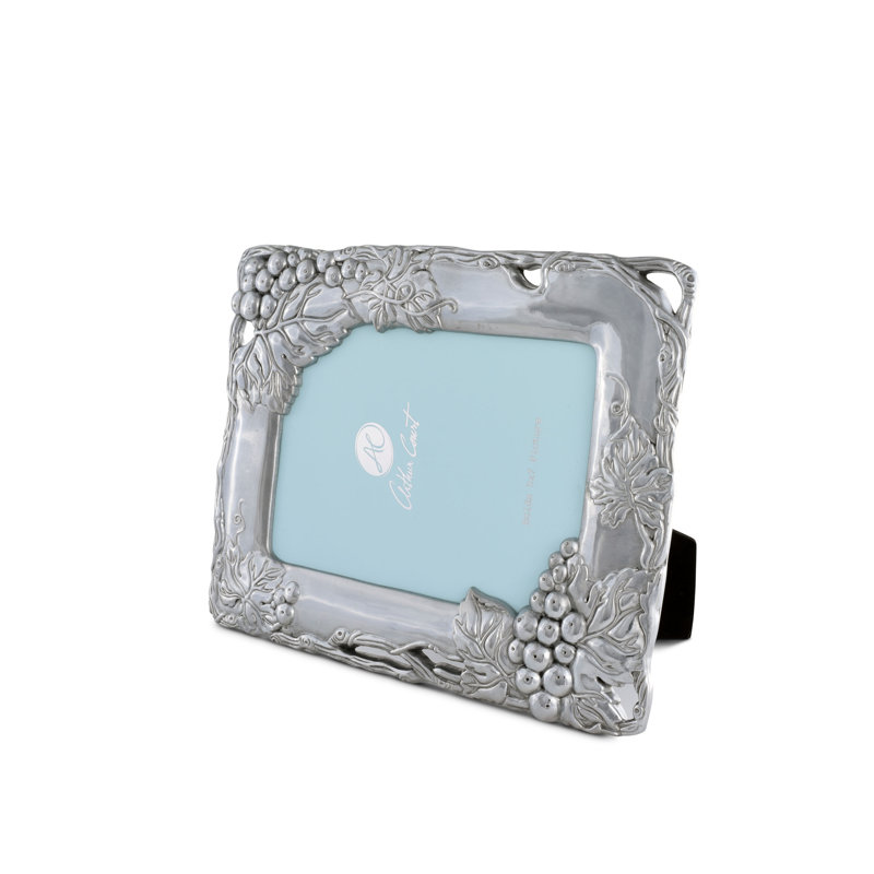 Classic Silver Aluminum Tabletop Picture Frame with Grape Design