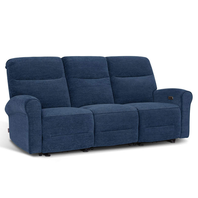 Canapé inclinable électrique de 87,8 po de largeur avec console rabattable et éclairage DEL Endrik, canapé 3 places pour petits espaces de salon et véhicule récréatif