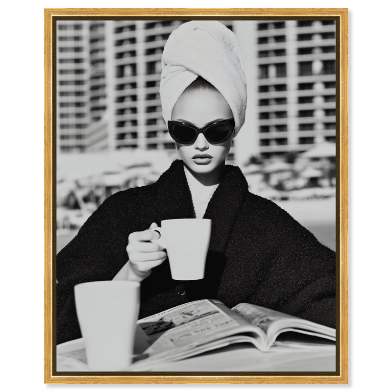 Cinematic Sip Print by Oliver Gal, 31"H x 37"W, Gold Floater Frame