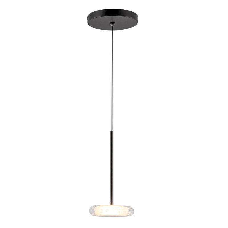 Luminaire suspendu 4 po Stephord, Clair, Noir, Verre transparent