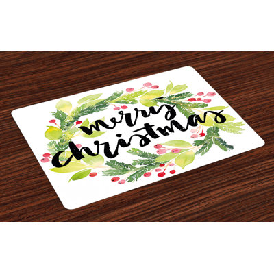Elida Christmas Watercolor Wreath Placemat