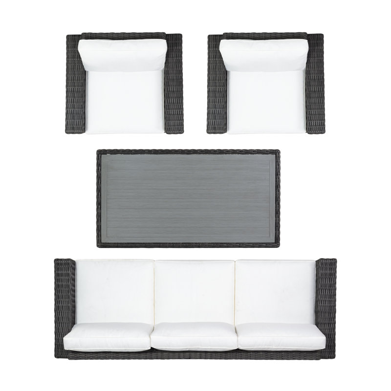 Margarita Outdoor Wicker Conversation Set, Black