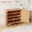 2-door Shoe Cabinet With Ventilated Woven Doors & 3 Removable Shelves For Entryway