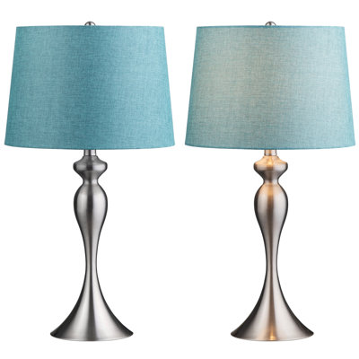 Ensemble de 2 lampes de table en acier de 25,5 po avec abat-jour en lin