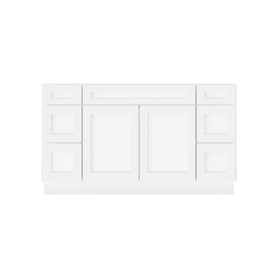 Meuble-lavabo à deux tiroirs superposés sans comptoir, à assembler soi-même, 53 cm (P) x 152 cm (L) x 88 cm (H), blanc