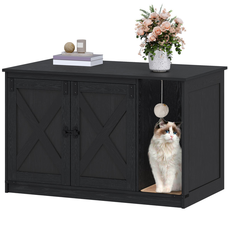 Enceinte de litière pour chat, meubles de litière cachée avec cloche de chat, maison de chat, style maison de campagne pour couloir, chambre à coucher