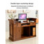 Comptoir de caisse en bois massif transitionnel rétro, table de réception robuste avec armoire fermée pour la zone de travail de l'entrée du salon-315334105