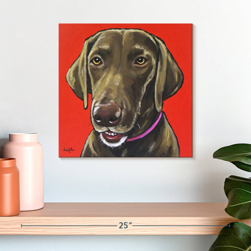 Crowle chocolat lab sur orange, H 16 po x l 16 po