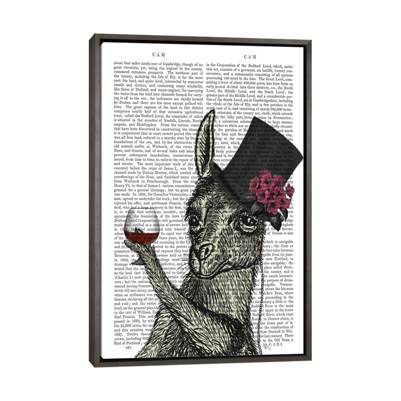 «Llama Lush II» par Fab Funky - impression d'art graphique, Toile avec cadre en bois gris, Aucun mat