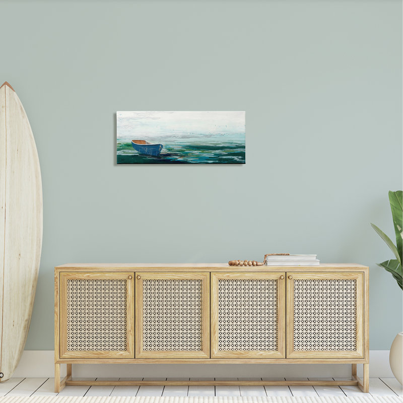 Lone Dinghy Boat Floating Ocean Water Collage par - on, H 13 po x l 30 po x P 1,5 po
