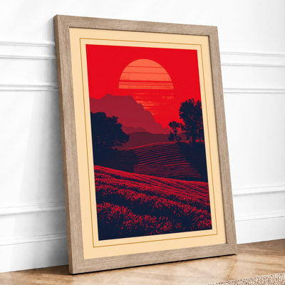 Red Sunset Fields Rustic - Print