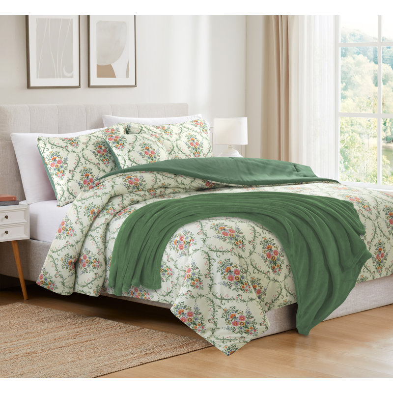 Gladice Comforter Set With Throw, Queen Comforter + 4 Additional Pieces
