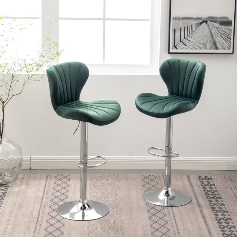 Ensemble de 2 tabourets de bar rotatifs réglables Ellston, Vert, Vert