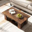 Table basse rectangulaire à 2 niveaux, table centrale moderne en bois avec 5 pieds de support, petite table basse pour petits espaces, brun rustique