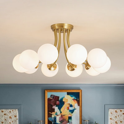 10 - Light Frosted Glass Globe Dimmable Sputnik Semi-flush Mount